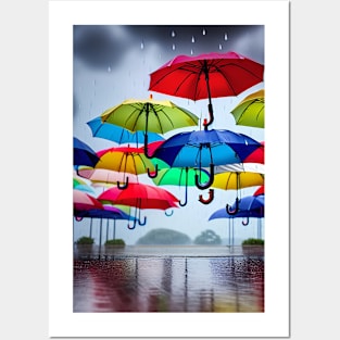 Floating Umbrellas Posters and Art